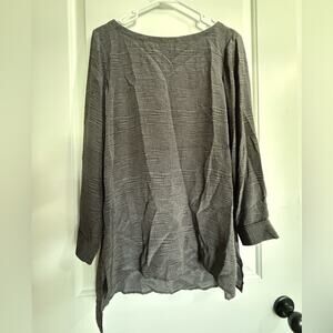 Eileen Fisher Women's Gray 100% Silk Longsleeve Blouse Tunic Size XS Oversized